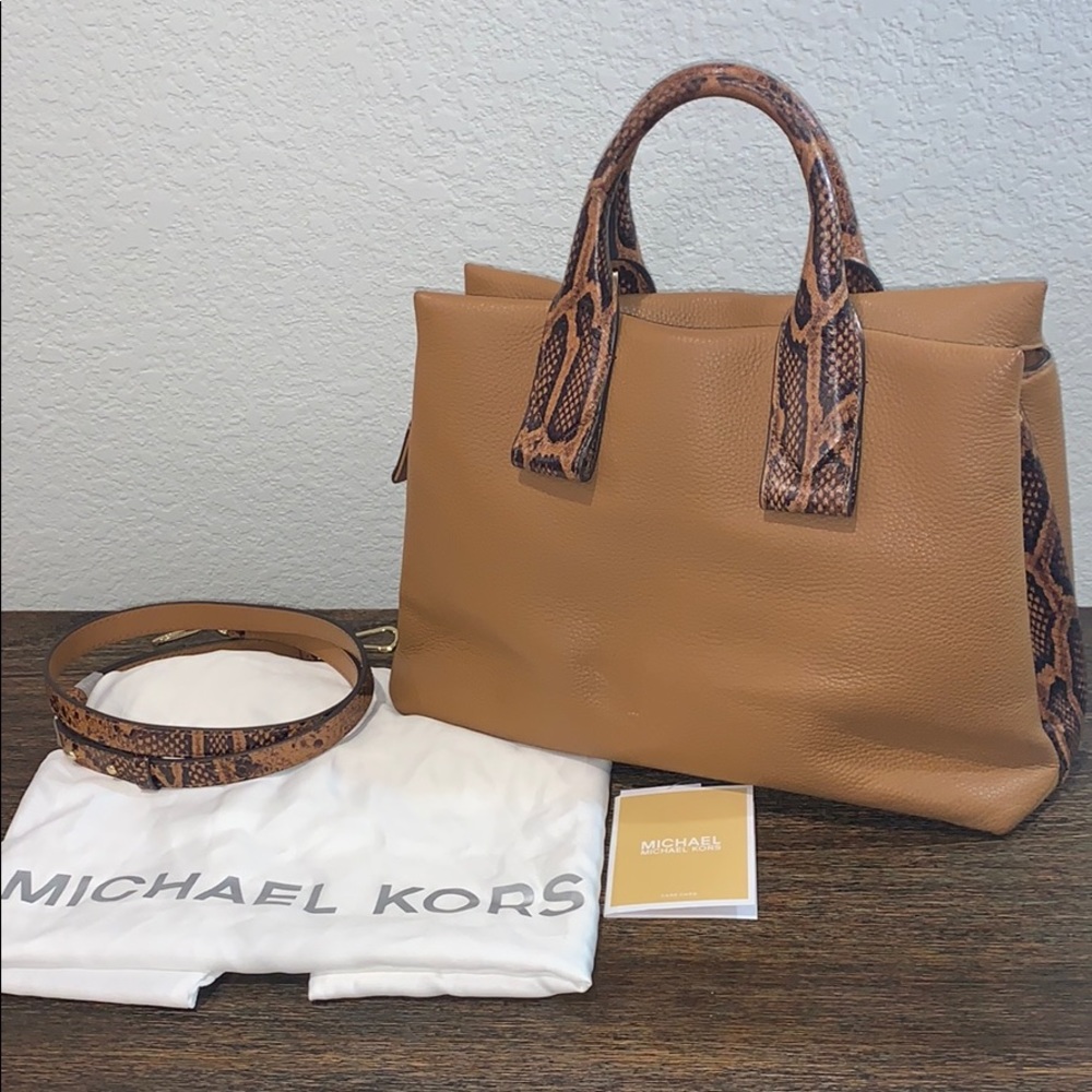 Michael Kors Rollins Lg Python-Embossed Satchel - image 3
